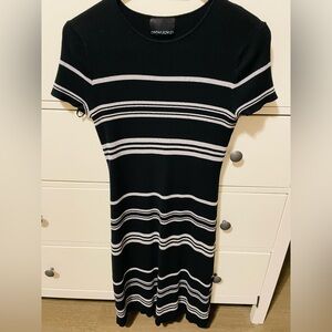 Cynthia Rowley Black and White Striped Midi Dress